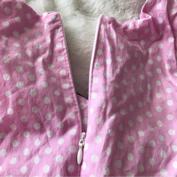 Hsastutor Pink Polka Dot Sleeveless Swing Dress Girls Cosplay Halloween Dress Up - Picture 7 of 10